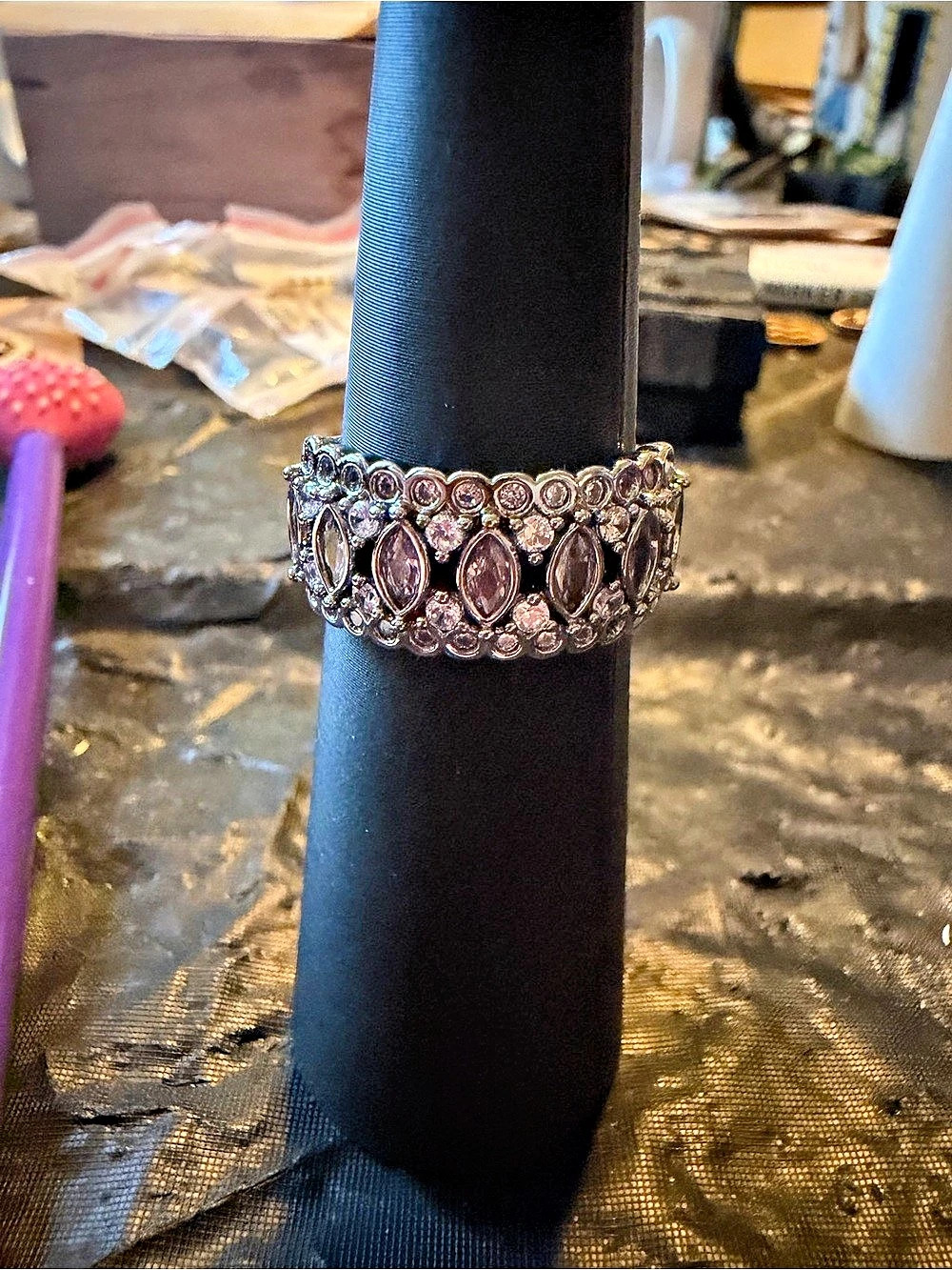 Bomb Party Ring in Silver & Purple